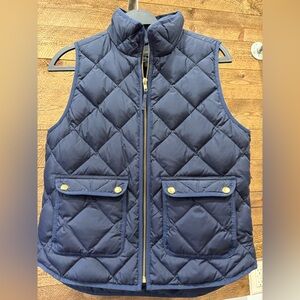 J. Crew Navy Quilted Vest with Gold Details